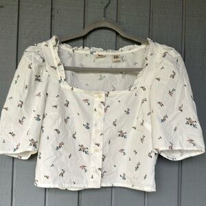 NWOT Levis Square Neck Crop Top Floral M